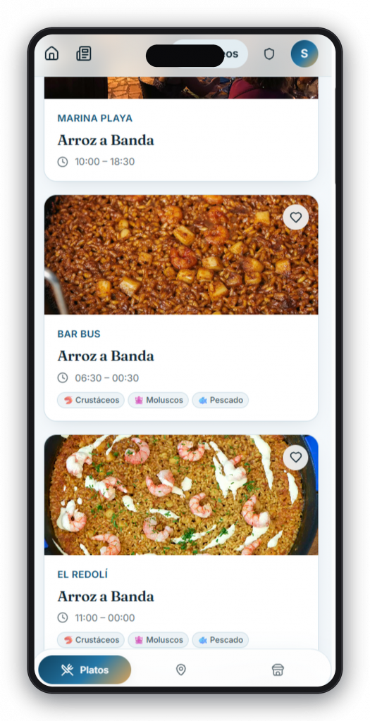 App Jornadas Gastronómicas — listado de platos del día