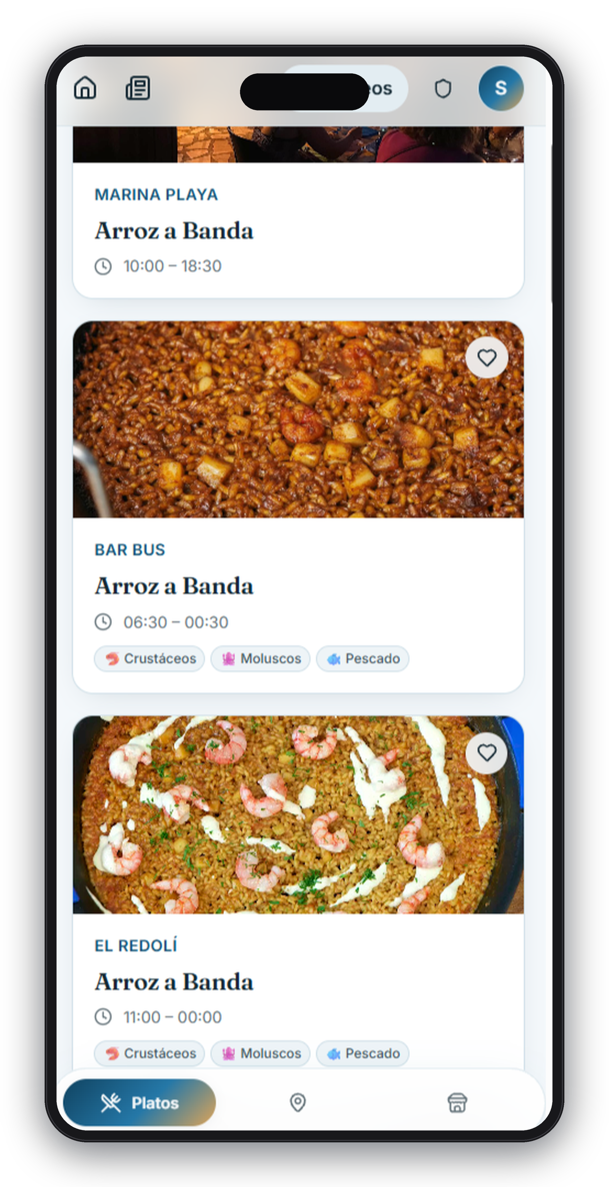 App Jornadas Gastronómicas — listado de platos del día