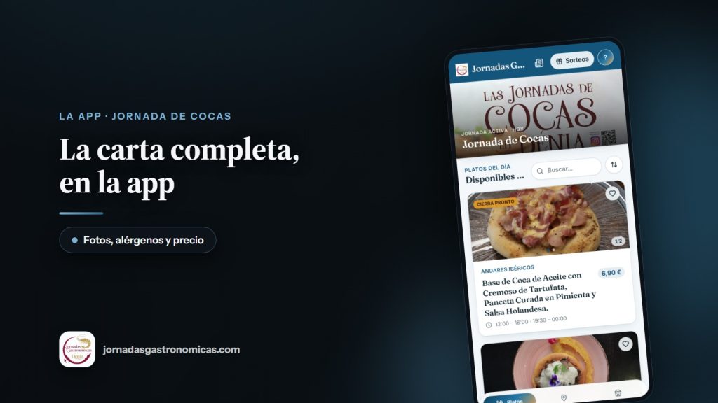 La carta completa de cada restaurante en la app